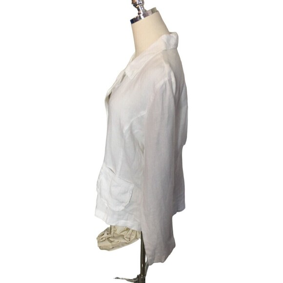 Russ Berens Size Extra Large Top White Long Sleeve Lagenlook Minimalist Linen - Picture 3 of 6
